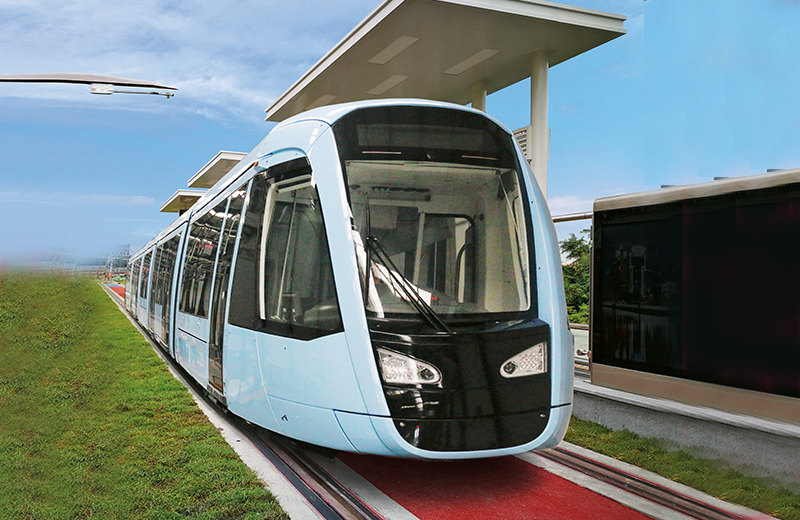 70% low floor modern tram runs on line R1